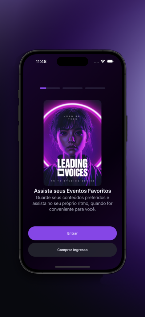 CMO Summit - Pantalla de la aplicación móvil CMO Summit que muestra una función para ver eventos de marketing y voces líderes de la industria