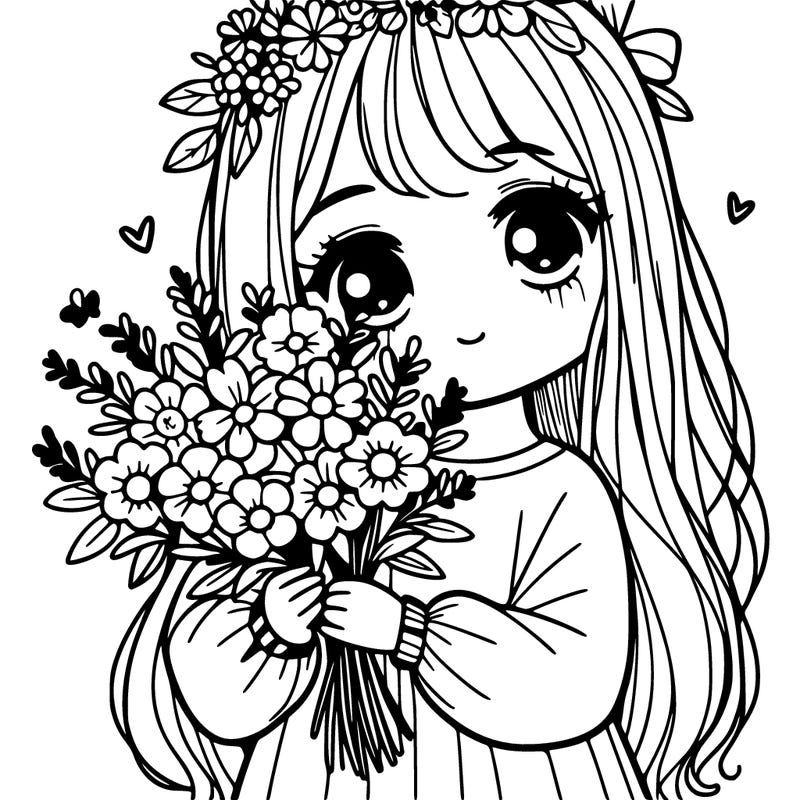 girl holding flowers