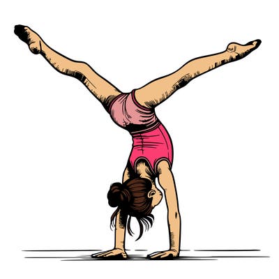 realistic gymnastic hand stand girl in four splits