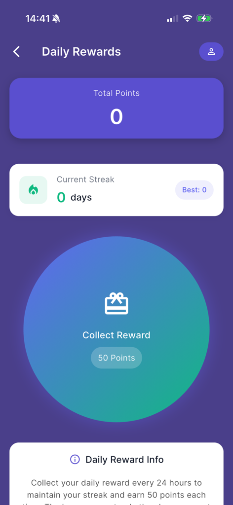 Get RBX Points - skins blox - Daily rewards screen for collecting points and tracking login streaks.