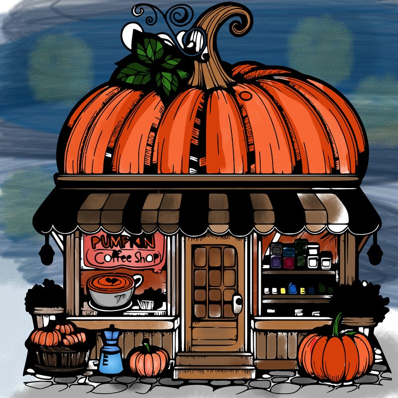 pumpkin coffee shop realistic