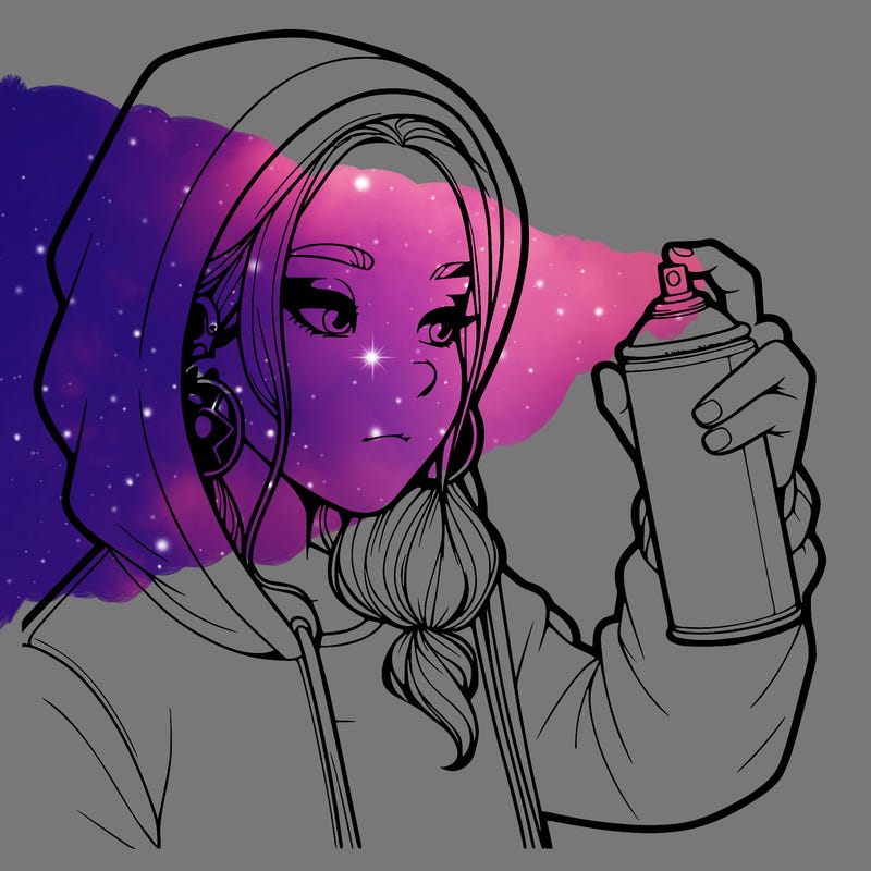 a realistic girl, spray painting