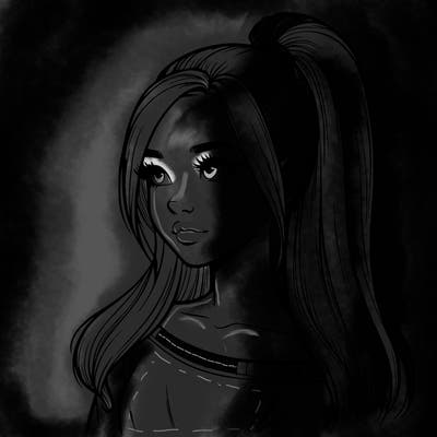 realistic girl with a high ponytail