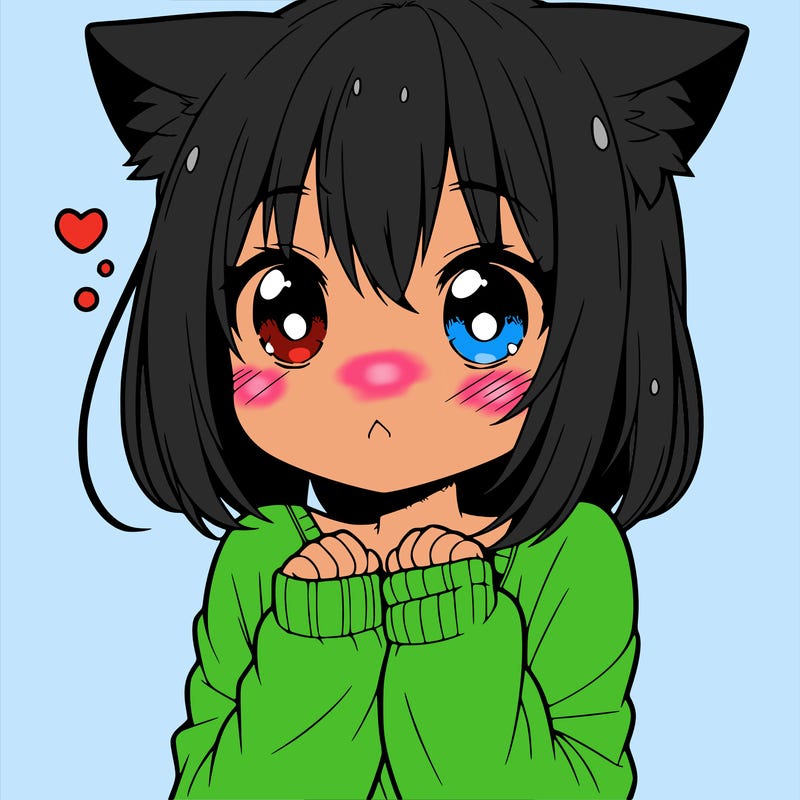 shy anime catgirl