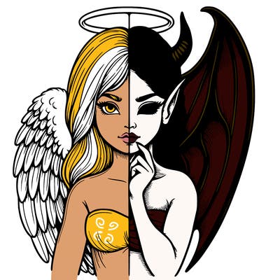 realistic angel half demon