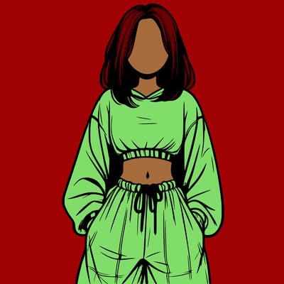 realistic girl faceless with baggy pants and a crop top