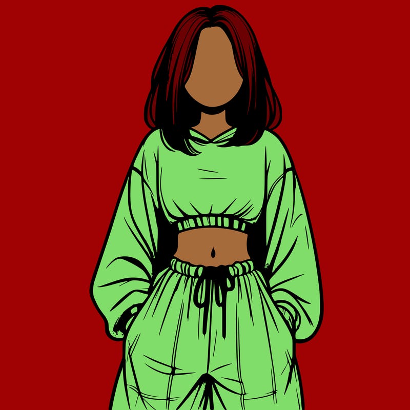 realistic girl faceless with baggy pants and a crop top