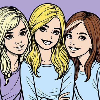 3 teenage girls best friends realistic