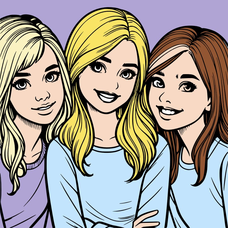 3 teenage girls best friends realistic