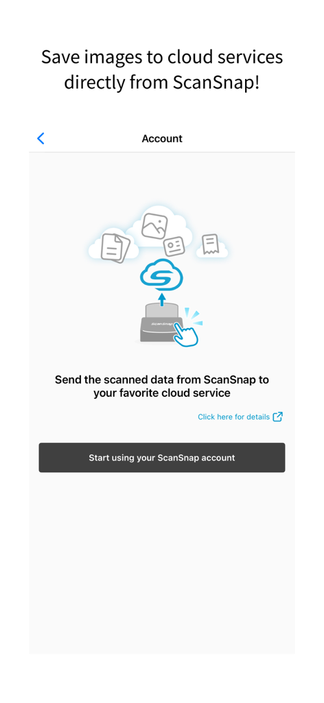 ScanSnap Home - Écran de configuration de l'application ScanSnap Home pour synchroniser directement les documents numérisés avec les services cloud