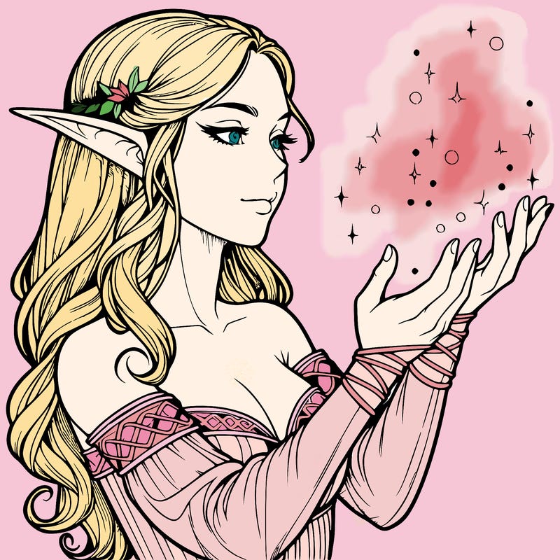 realistic elf girl doing magic