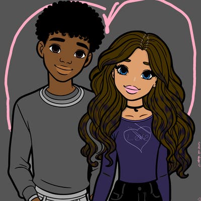 black girl and white boy teen couple