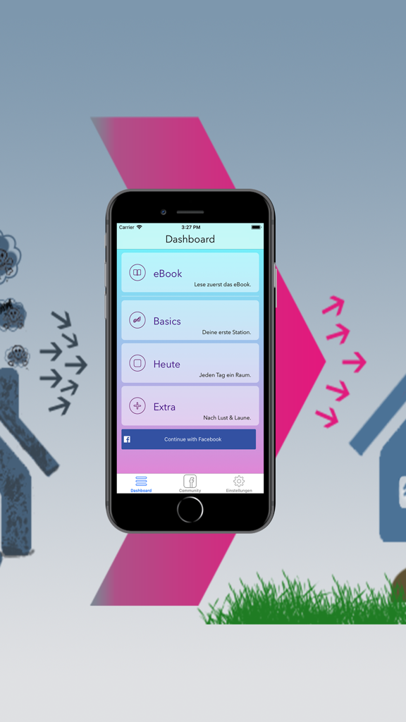 Putzalarm! Haus- & Putzplan - Main dashboard of the Putzalarm cleaning app showing navigation for daily tasks and home organization plans.
