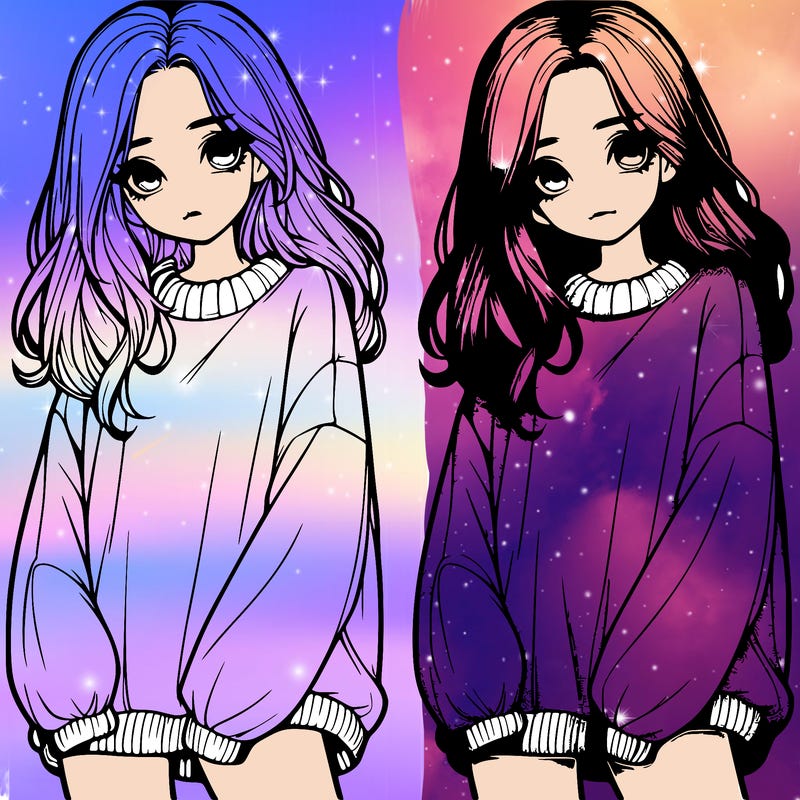 realistic girl with baggy sweater