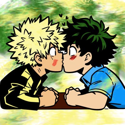 bakugou and deku smooching