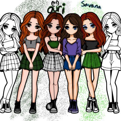 a group of girls realistic