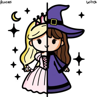 split princess and witch