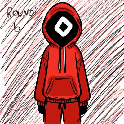 faceless girl in a tracksuit with a hood on and no hair