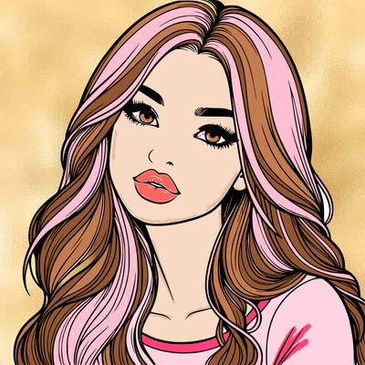 realistic girl with hair on her hair and lips
