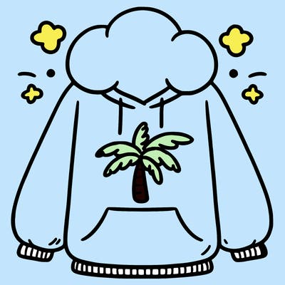 pink palm puff hoodie