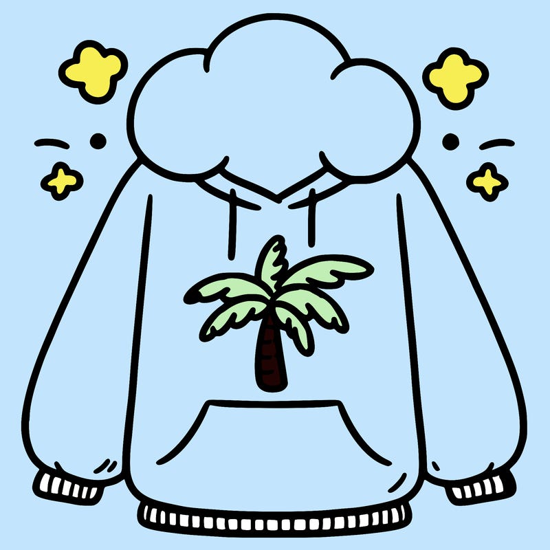 pink palm puff hoodie