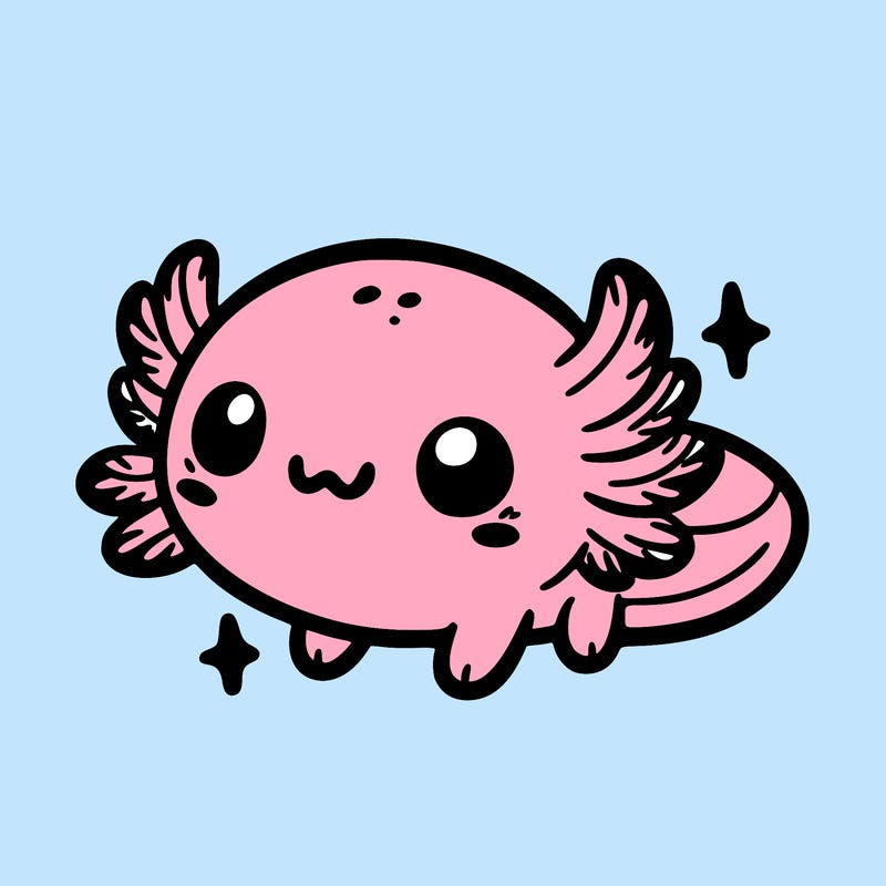 cute easy baby axolotl
