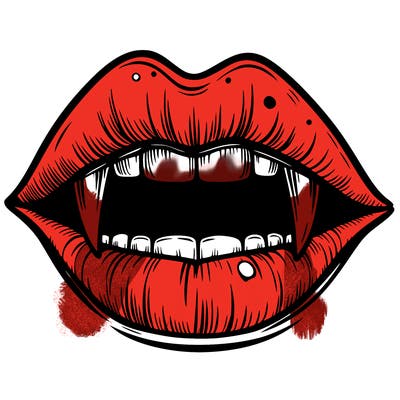 lips with vampire teeth