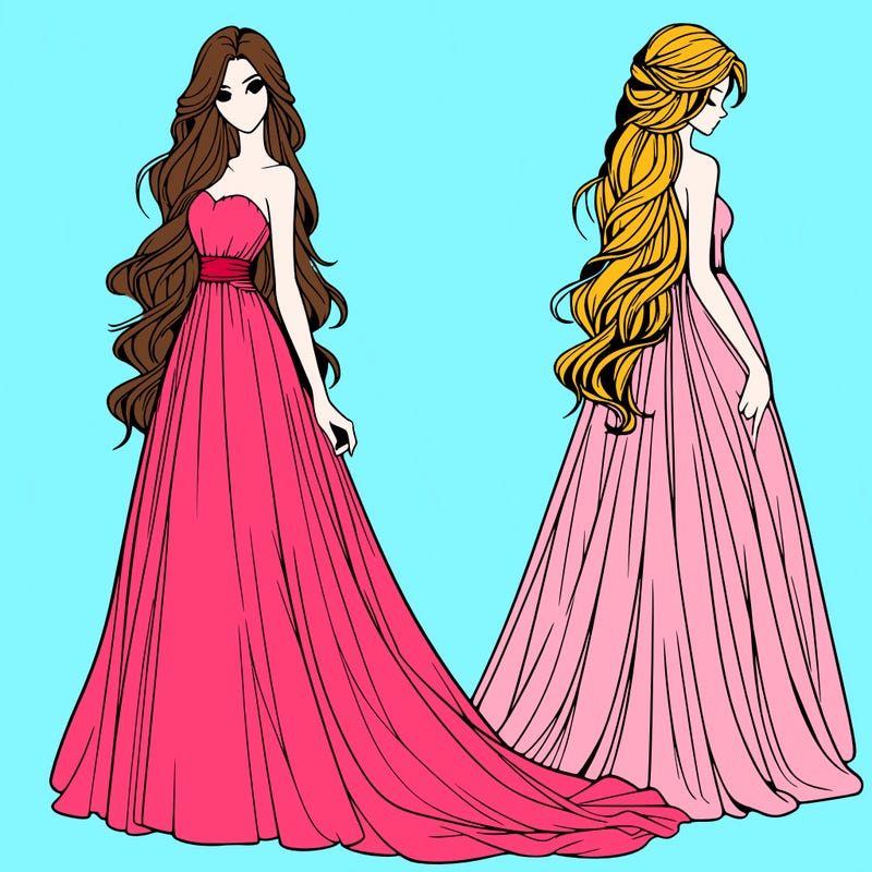 realistic woman with long flowing dress