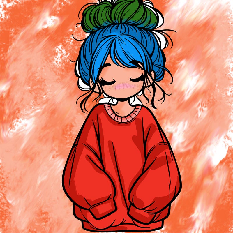 girl with baggy sweatshirt and messy bun