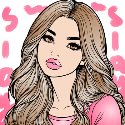 realistic girl with hair on her hair and lips