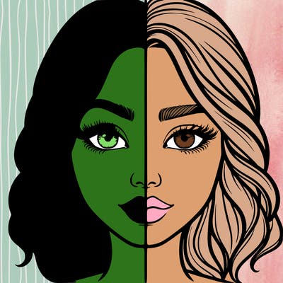 realistic girl split half