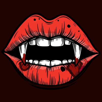 lips with vampire teeth