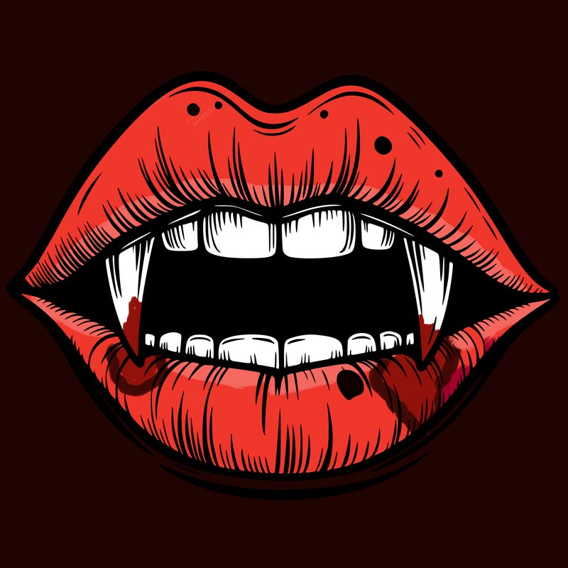 lips with vampire teeth