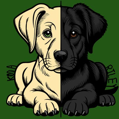 realistic dog split picture