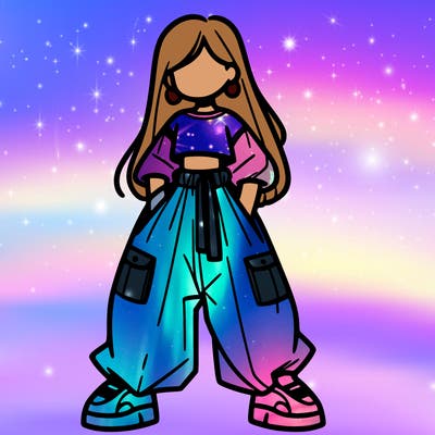 girl in baggy pants and crop top