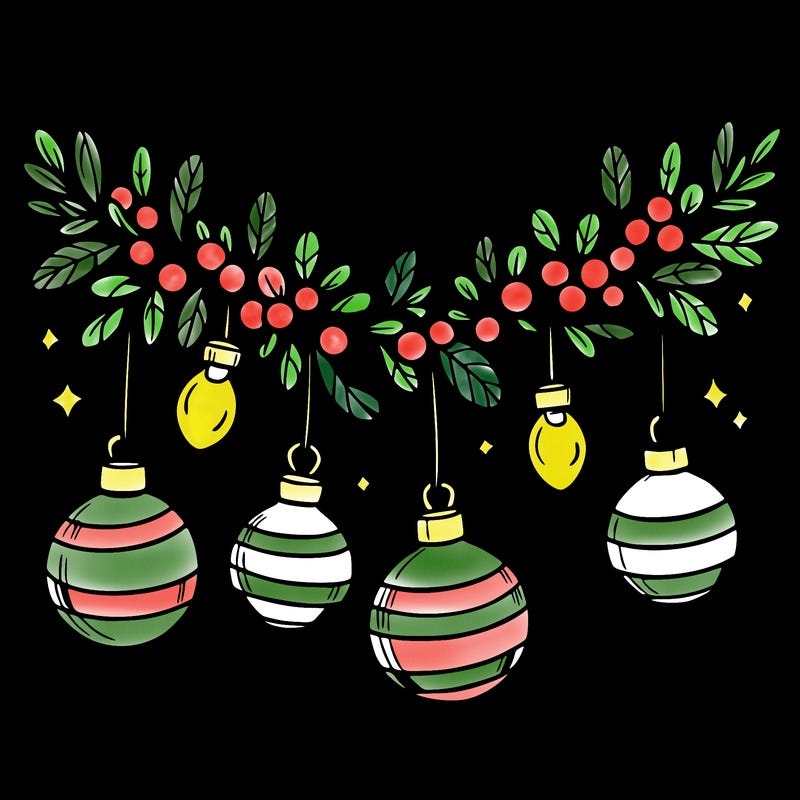 christmas garland with big bulbs