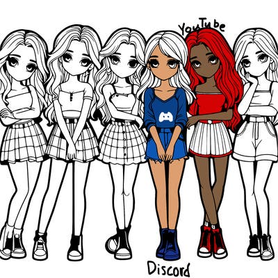 a group of girls realistic