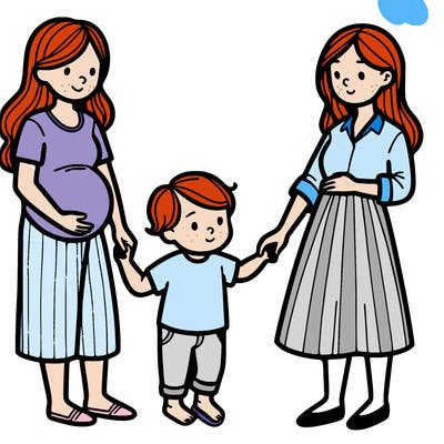 pregnant woman with her wife and 1 child