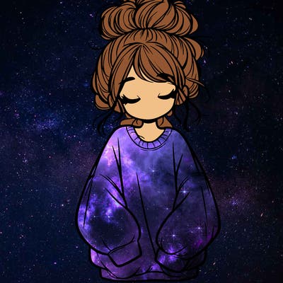 girl with baggy sweatshirt and messy bun