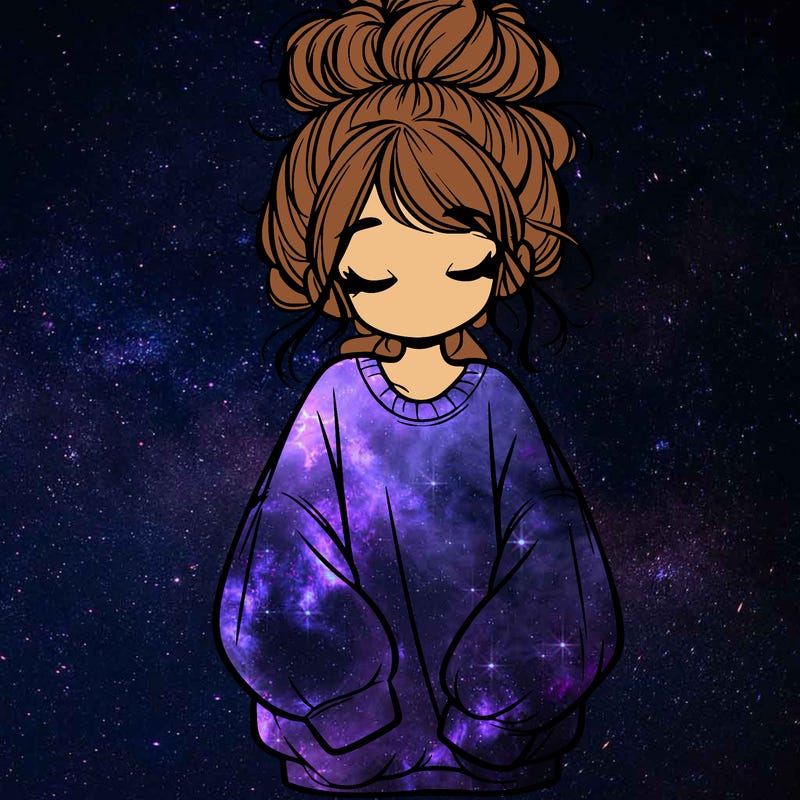 girl with baggy sweatshirt and messy bun