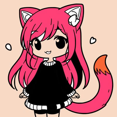 girl with cat ears and tail