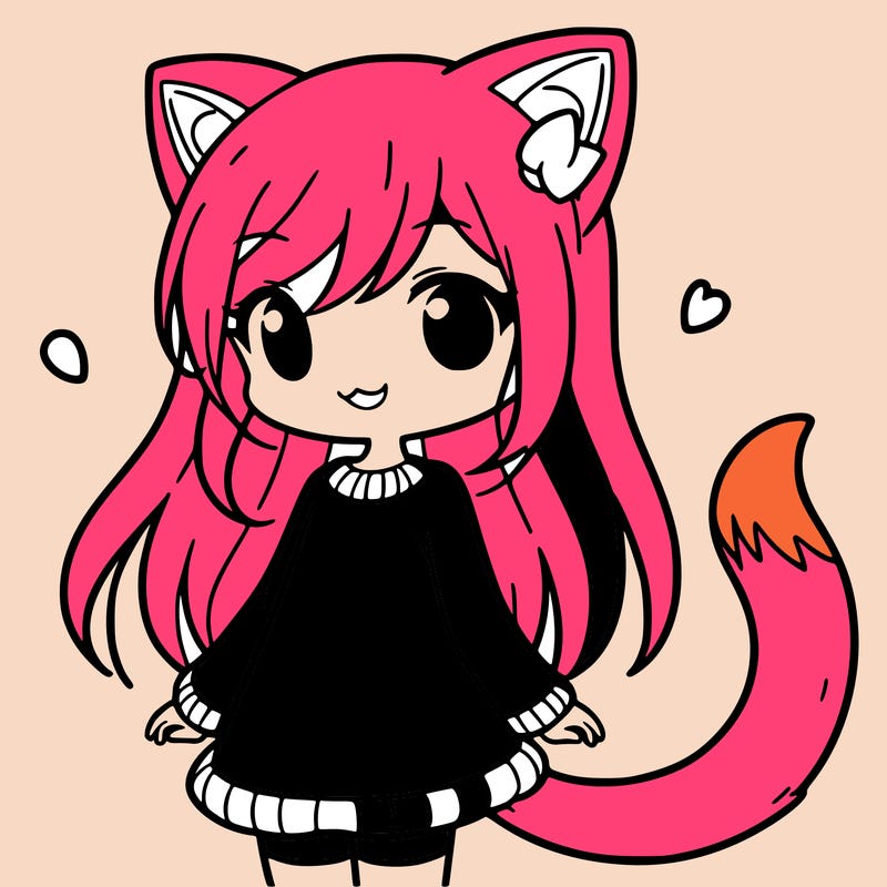 girl with cat ears and tail