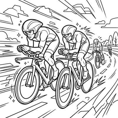 Gear up for an exciting challenge with this time trial cyclists coloring page, showcasing athletes in their peak aerodynamic form. Dive into the thrilling world of individual cycling competition and bring the speed to life with your colors.
