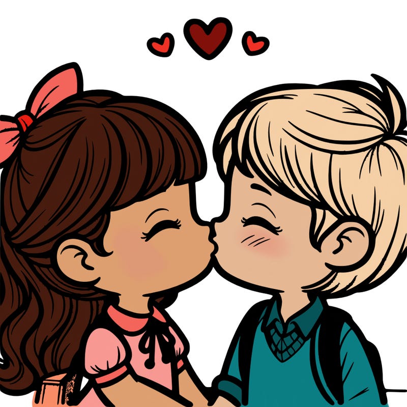 boy and girl kissing