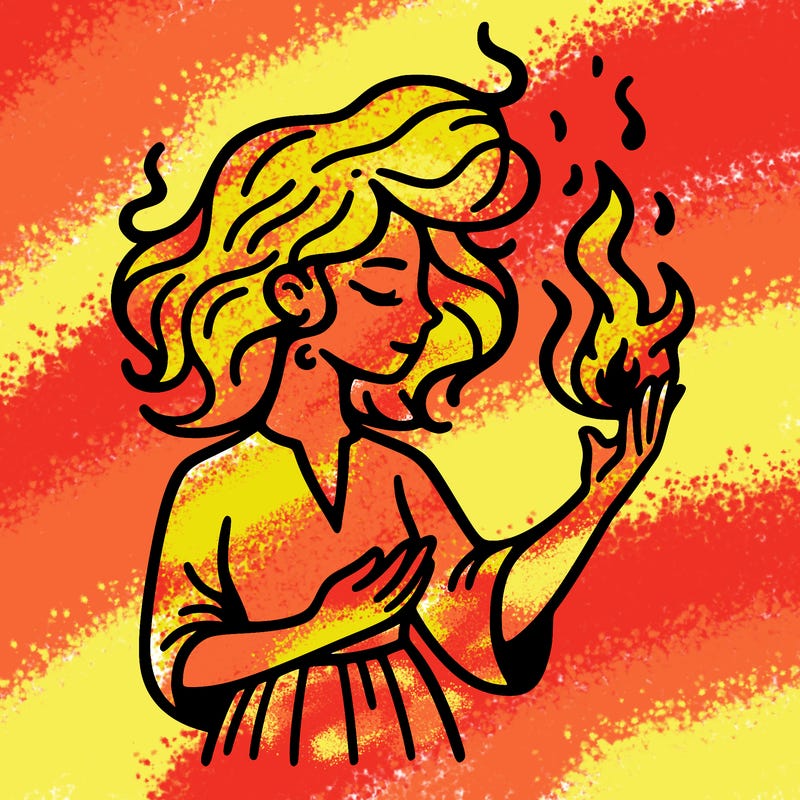 woman with fire