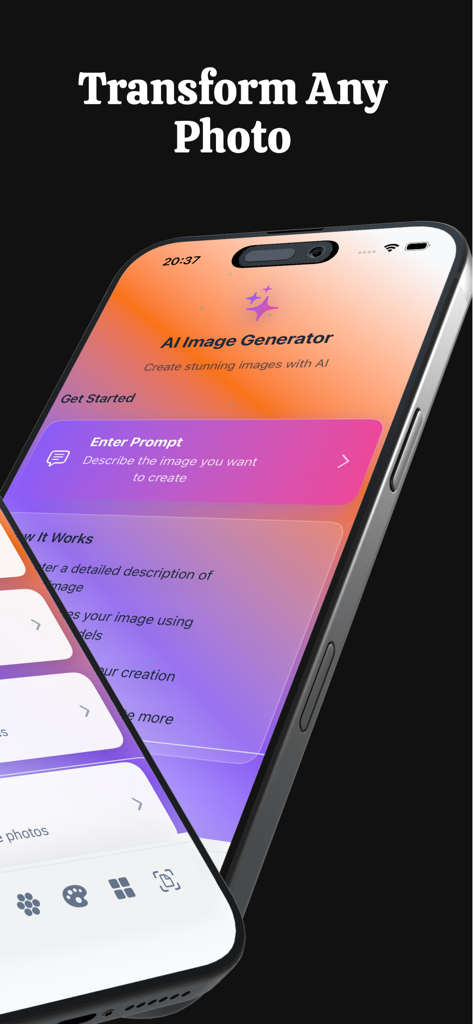 LMArena AI Creative - A smartphone screen displaying the AI image generator feature of the LMArena AI Creative app