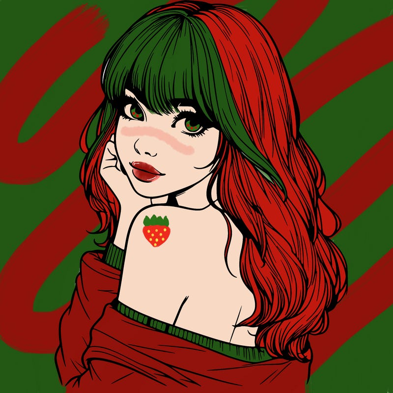 realistic girl with bangs looking over her shoulder