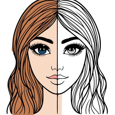 beautiful woman split face