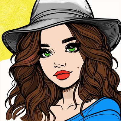 realistic girl with hat