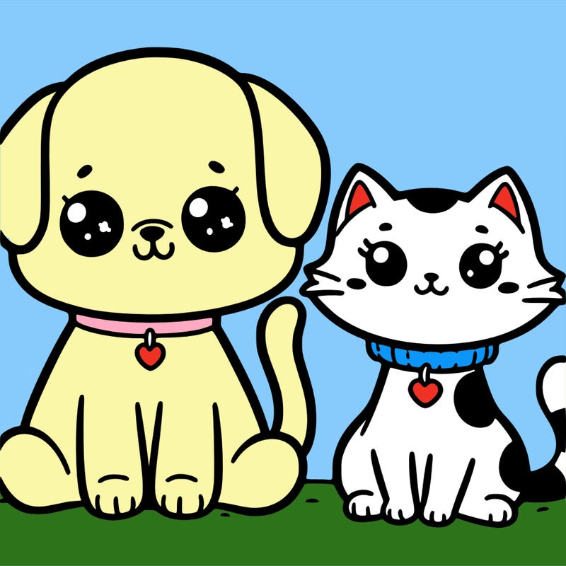 easy cute cat and dog